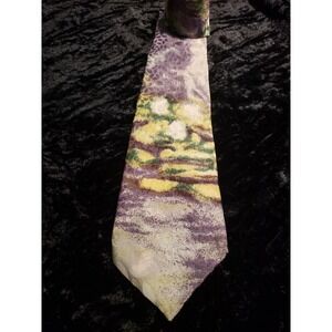 RM Style Ralph Martin Waterlillies Neck Tie Men's Purple Green Career
